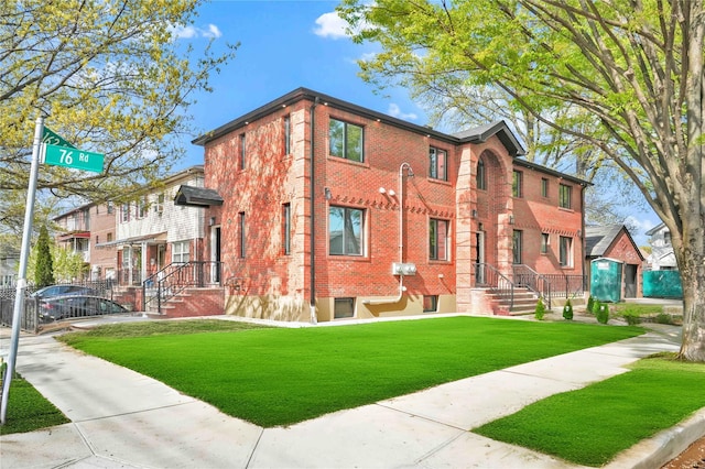 76-17 162nd St, Fresh Meadows, NY 11366 - exterior space with brick siding and a front yard