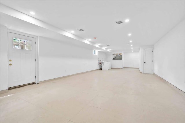 76-17 162nd St, Fresh Meadows, NY 11366 - basement with visible vents, recessed lighting, and baseboards
