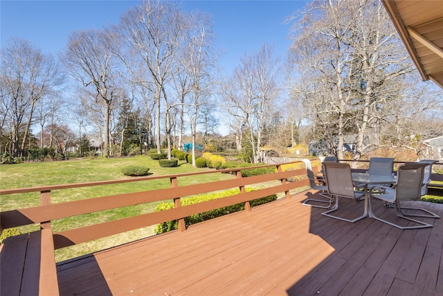 675 N Oakwood Rd, Laurel, NY 11948 - deck featuring a lawn and outdoor dining area