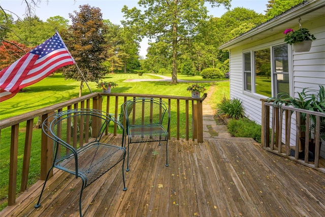 126-128 Christian Hill Rd, Dover Plains, NY 12522 - wooden terrace with a lawn and view of scattered trees