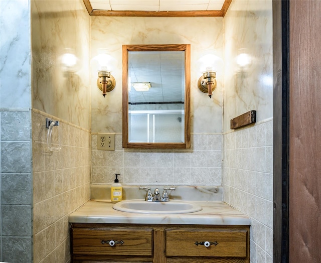 126-128 Christian Hill Rd, Dover Plains, NY 12522 - bathroom with tile walls and vanity