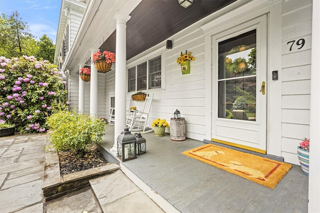 entrance to property with a porch