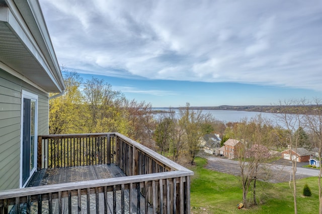 deck with a water view