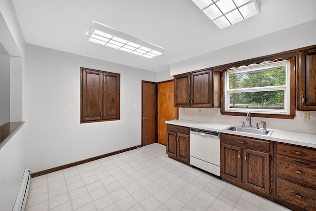 21 Hillside Rd, Slate Hill, NY 10973 - kitchen with dishwasher, baseboard heating, light countertops, and light floors