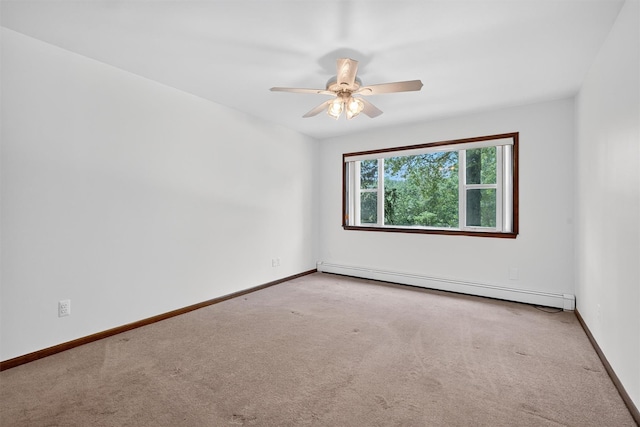 21 Hillside Rd, Slate Hill, NY 10973 - carpeted spare room featuring a baseboard heating unit and ceiling fan