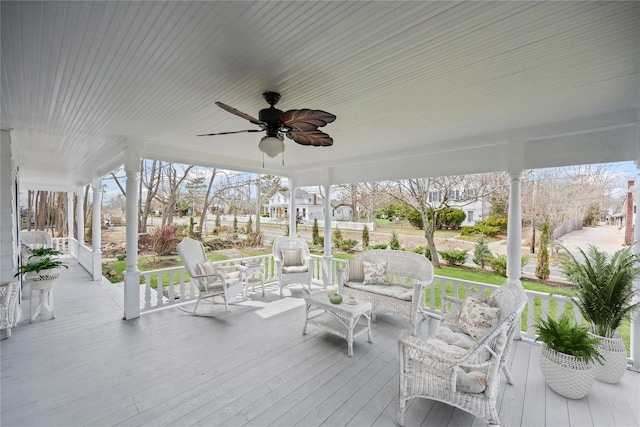 430 Montauk Hwy, East Moriches, NY 11940 - view of patio / terrace with a wooden deck and a ceiling fan
