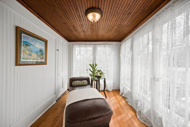 430 Montauk Hwy, East Moriches, NY 11940 - sitting room with light wood-type flooring and wooden ceiling