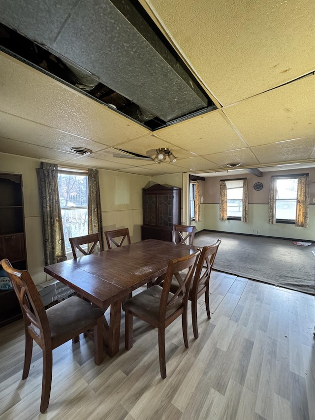 10 N Franklin St, Athens, NY 12015 - dining space with visible vents, light wood-style floors, and a paneled ceiling