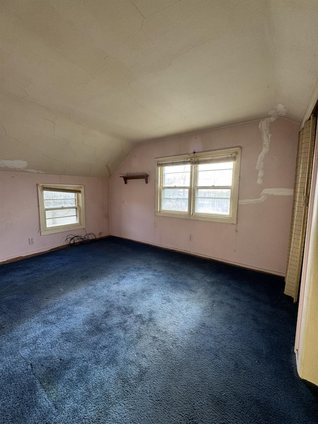 10 N Franklin St, Athens, NY 12015 - additional living space featuring baseboards, vaulted ceiling, and dark colored carpet