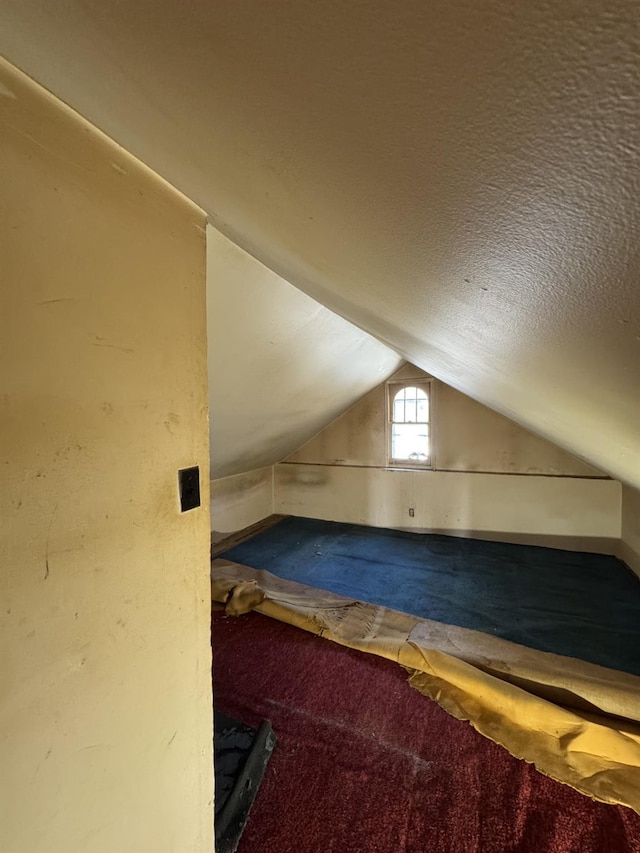 10 N Franklin St, Athens, NY 12015 - unfurnished bedroom featuring vaulted ceiling and a textured ceiling