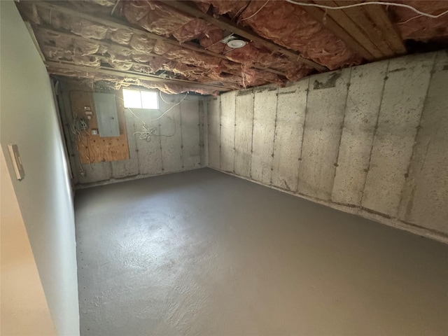basement with electric panel