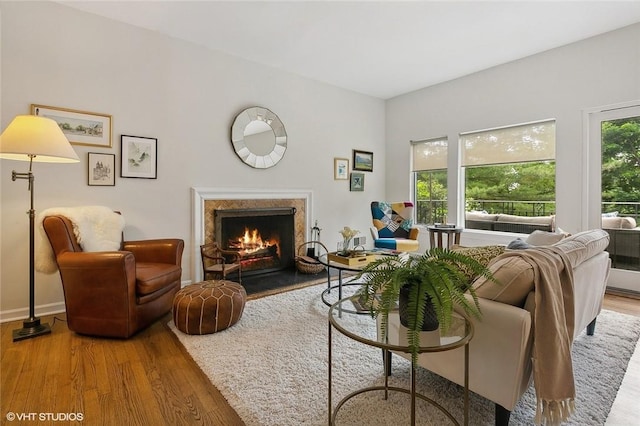 30 Appleton Pl, Dobbs Ferry, NY 10522 - living room with wood finished floors, a high end fireplace, and baseboards