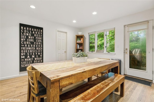 30 Appleton Pl, Dobbs Ferry, NY 10522 - dining area featuring light wood-style floors, recessed lighting, and baseboards