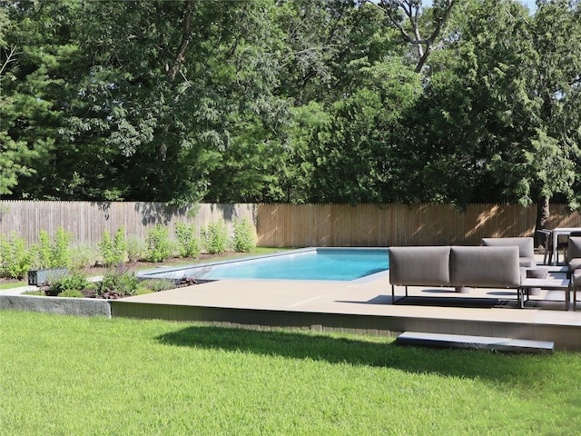 10 Hampton St, Westhampton Beach, NY 11978 - view of swimming pool featuring a fenced backyard and a wooden deck