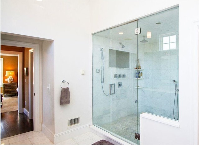 31 Paquatuck Ave, East Moriches, NY 11940 - full bath featuring tile patterned flooring, visible vents, a shower stall, and baseboards