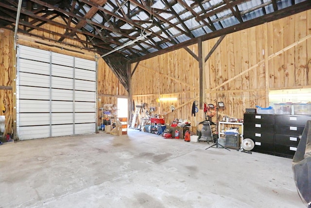 garage featuring metal wall