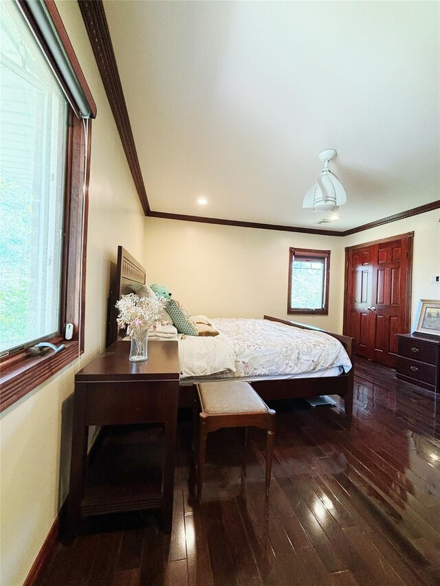 300 Ellen Pl, Oyster Bay, NY 11753 - bedroom with crown molding, baseboards, and hardwood / wood-style floors