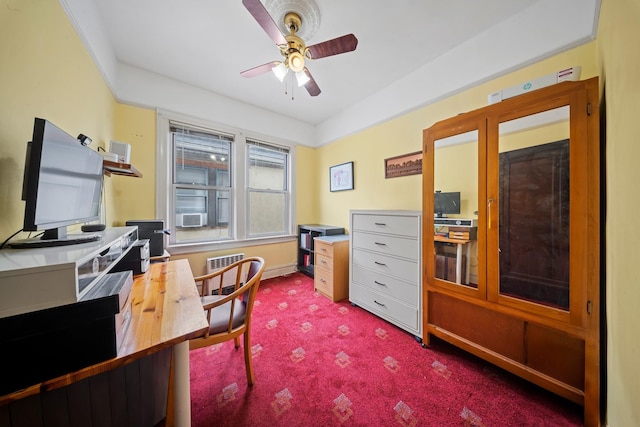 87 E 32nd St, Brooklyn, NY 11226 - office featuring dark carpet, ceiling fan, and baseboards