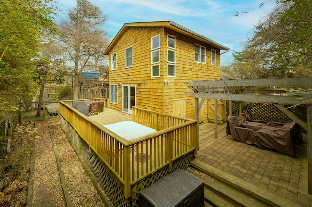 wooden deck featuring fence