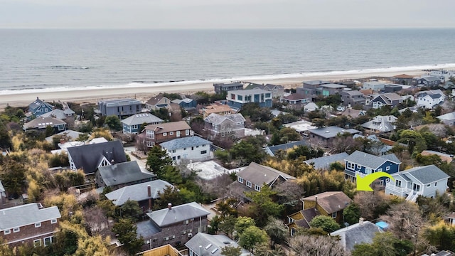 aerial view with a residential view and a water view