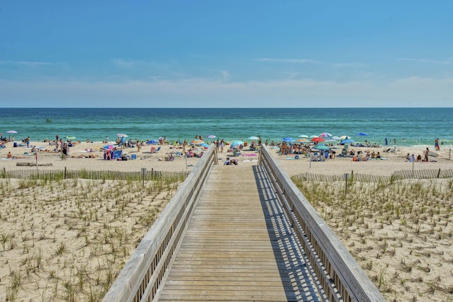 view of water feature featuring a beach view
