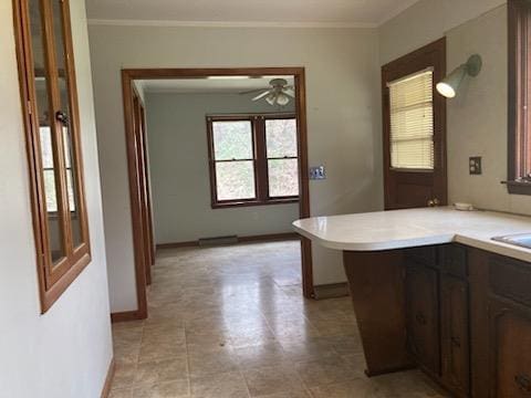 29 S Plank Rd, Westtown, NY 10998 - bathroom with baseboards, ornamental molding, vanity, and ceiling fan