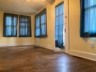29 S Plank Rd, Westtown, NY 10998 - spare room with a ceiling fan, baseboards, dark wood-type flooring, and a healthy amount of sunlight