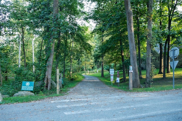 view of road featuring traffic signs