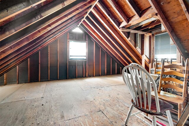 view of unfinished attic