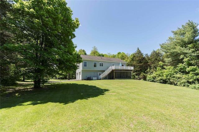 19 Old Bulls Head Rd, Rhinebeck, NY 12572 - view of green lawn featuring stairs and a deck