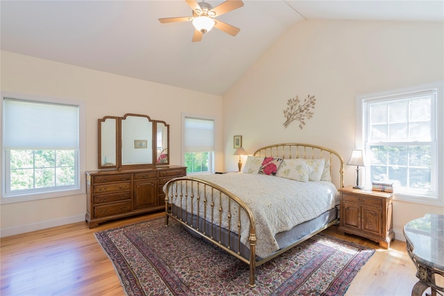 19 Old Bulls Head Rd, Rhinebeck, NY 12572 - bedroom with light wood-type flooring, ceiling fan, and high vaulted ceiling