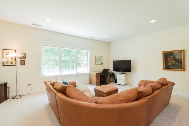 19 Old Bulls Head Rd, Rhinebeck, NY 12572 - living area with light carpet, baseboards, and recessed lighting