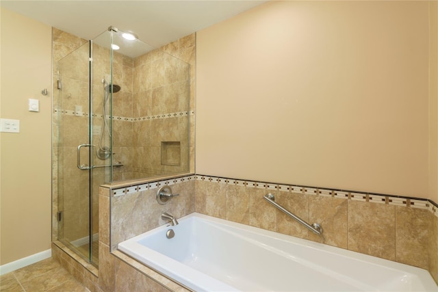 49 Lorraine Dr, Rhinebeck, NY 12572 - full bathroom with a stall shower, a bath, baseboards, and tile patterned floors
