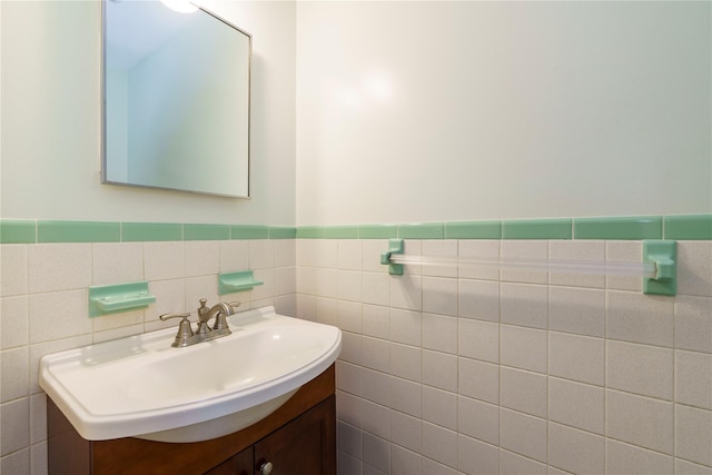 49 Lorraine Dr, Rhinebeck, NY 12572 - bathroom with vanity, tile walls, and wainscoting