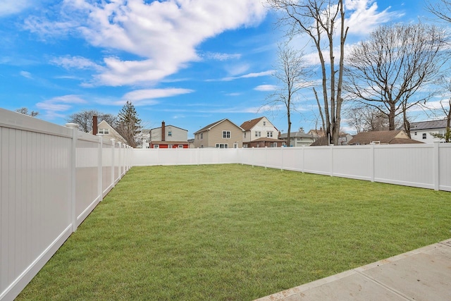 view of yard featuring a fenced backyard