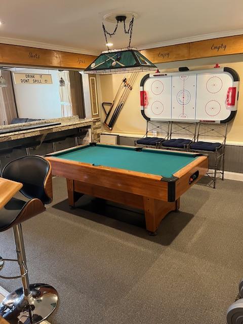 2659 Rte 52, Hopewell Junction, NY 12533 - rec room with carpet flooring, ornamental molding, and billiards