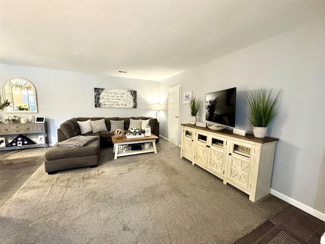 23 Kiowa Ct Unit 23, Coram, NY 11727 - living area with carpet floors, visible vents, and baseboards