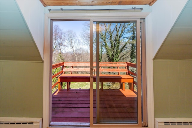 exterior space with baseboard heating