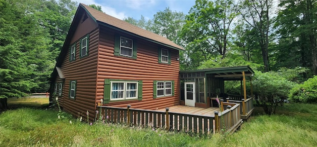 22 Ballard St, Smallwood, NY 12778 - back of house with faux log siding and a deck