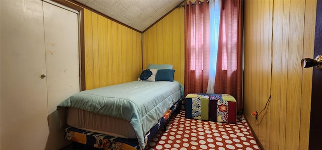 22 Ballard St, Smallwood, NY 12778 - bedroom featuring wood walls and vaulted ceiling