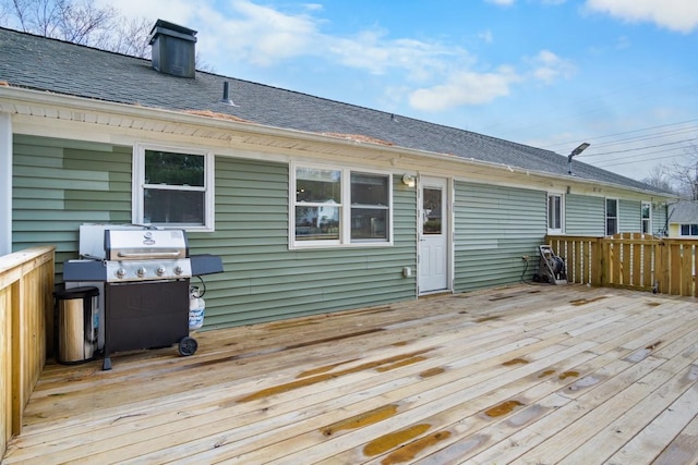 deck featuring area for grilling