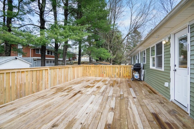 deck featuring area for grilling