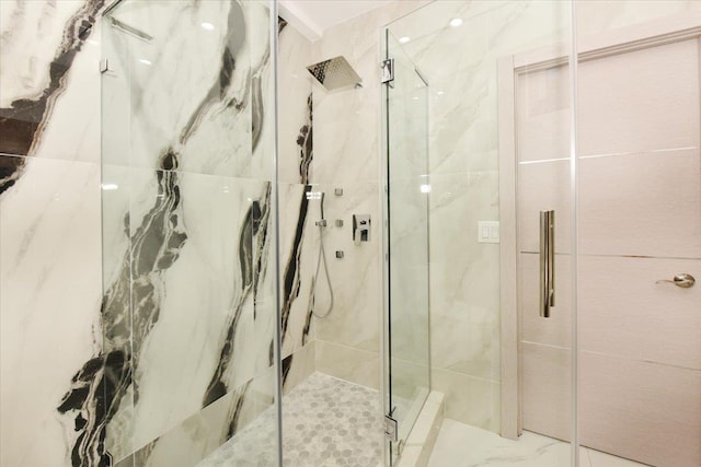 76-47 173rd St, Fresh Meadows, NY 11366 - full bathroom featuring a marble finish shower