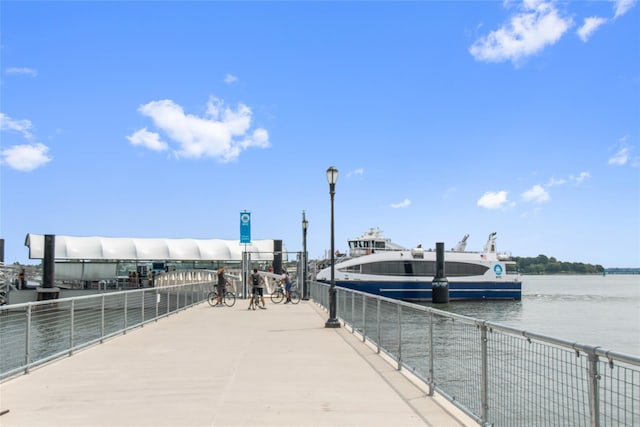 dock area featuring a water view