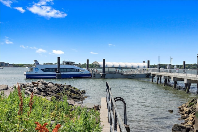 view of dock featuring a water view