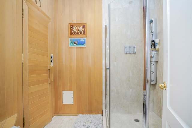 2314 National Dr, Brooklyn, NY 11234 - full bath with a stall shower and wooden walls