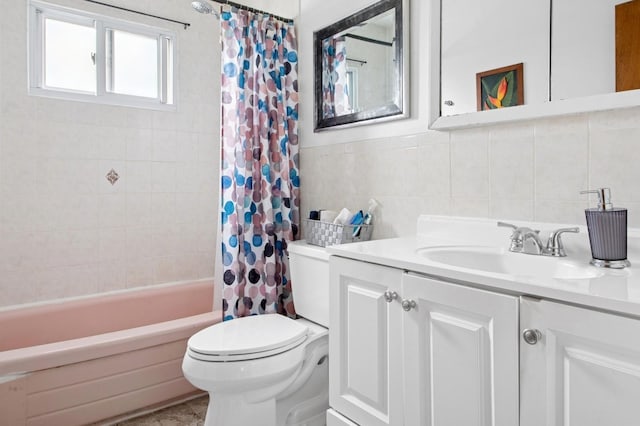 54-30 Kissena Blvd, Flushing, NY 11355 - full bath featuring shower / tub combo, toilet, vanity, and tile walls