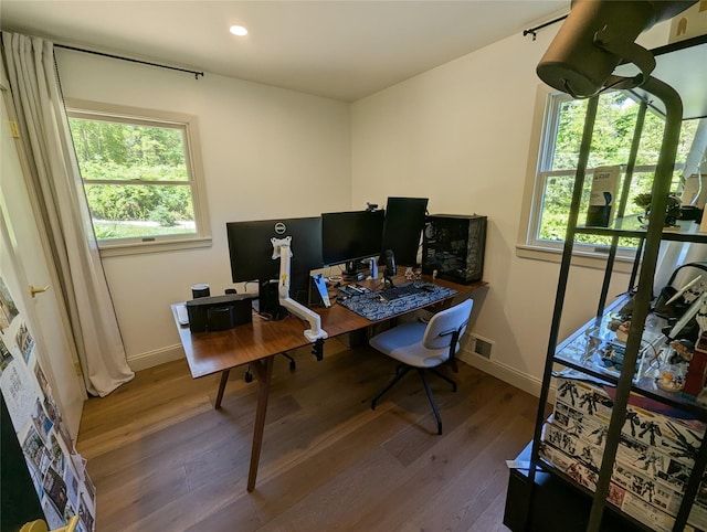1 Concord Dr, Fort Salonga, NY 11768 - home office featuring wood finished floors, baseboards, and recessed lighting