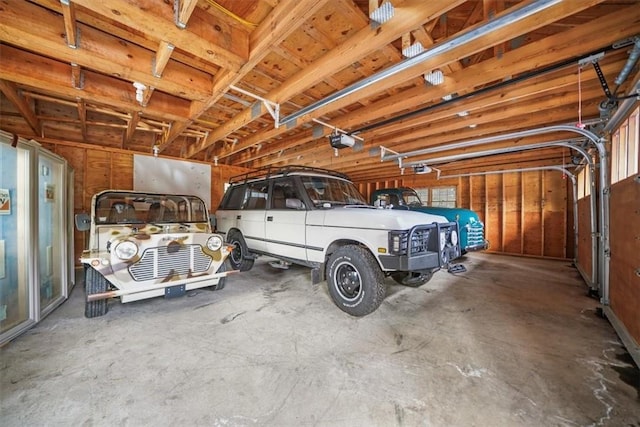garage with a garage door opener