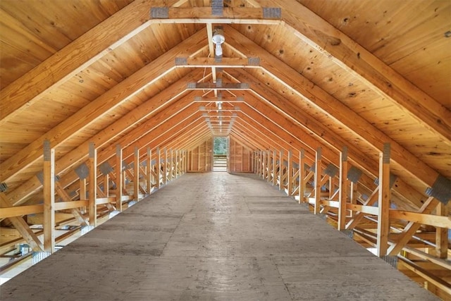 view of unfinished attic
